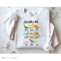 Cute God Says I Am Dinosaur Lover Funny Christian Kids Sweatshirt thumb 2