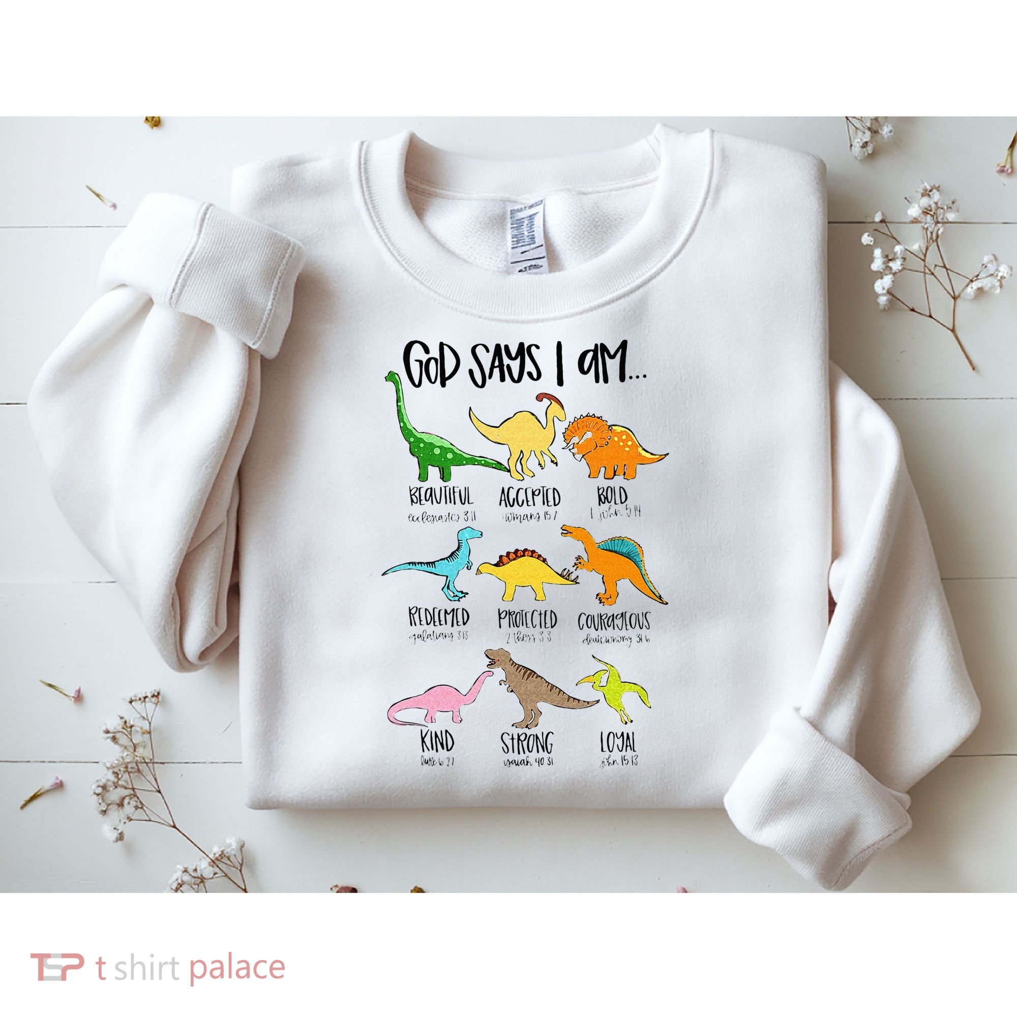 Cute God Says I Am Dinosaur Lover Funny Christian Kids Sweatshirt