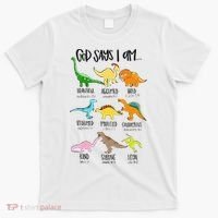 Cute God Says I Am Dinosaur Lover Funny Christian Kids T-Shirt thumb 0
