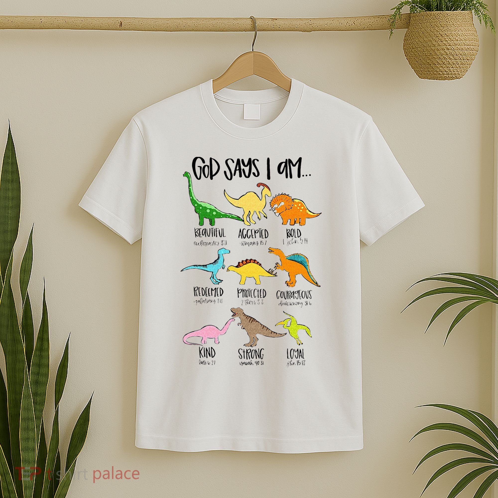Cute God Says I Am Dinosaur Lover Funny Christian Kids T-Shirt