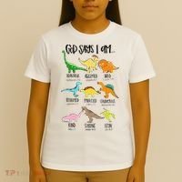Cute God Says I Am Dinosaur Lover Funny Christian Kids T-Shirt thumb 4
