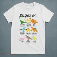 Cute God Says I Am Dinosaur Lover Funny Christian Kids T-Shirt thumb 5