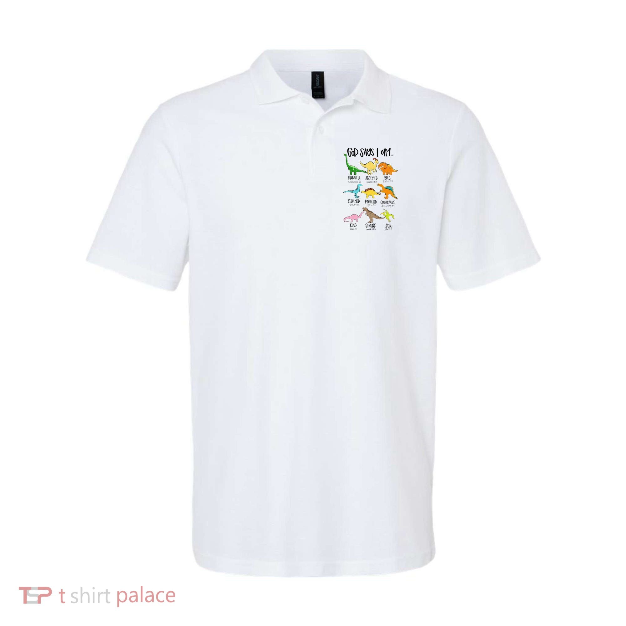 Cute God Says I Am Dinosaur Lover Funny Christian Kids Polo