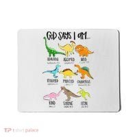 Cute God Says I Am Dinosaur Lover Funny Christian Kids Mousepad thumb 0