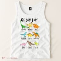 Cute God Says I Am Dinosaur Lover Funny Christian Kids Tank Top thumb 2