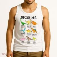 Cute God Says I Am Dinosaur Lover Funny Christian Kids Tank Top thumb 3