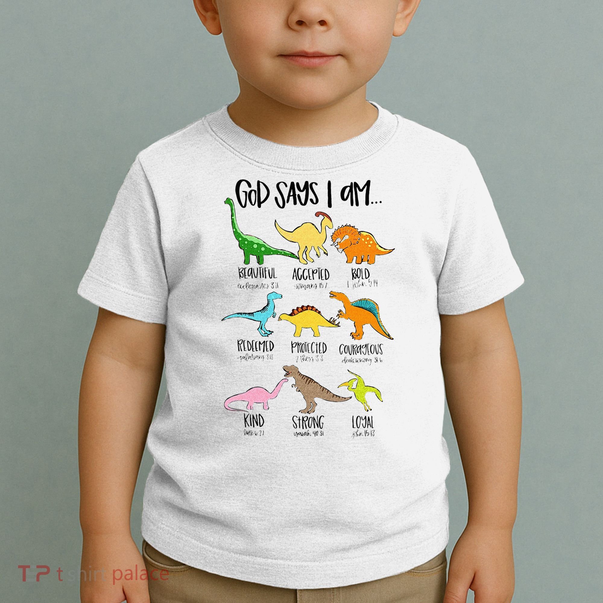 Cute God Says I Am Dinosaur Lover Funny Christian Kids Toddler T-Shirt