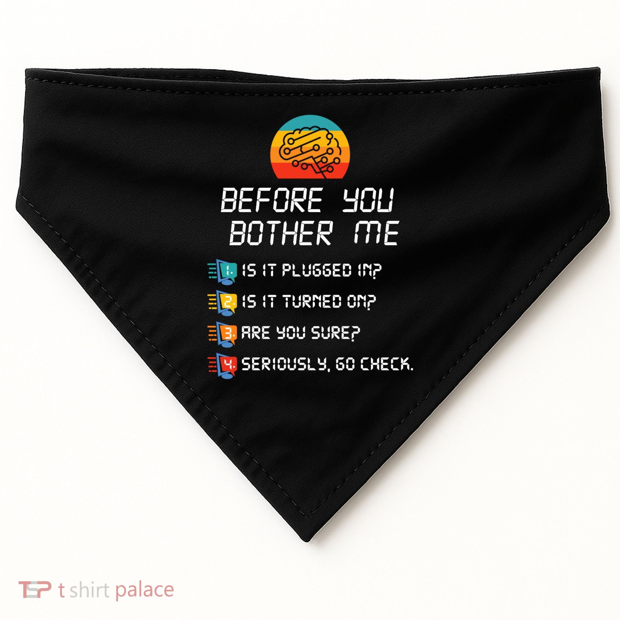 Computer Geek Sysadmin Gift Funny Tech Support Checklist Gift USA-Made Doggie Bandana
