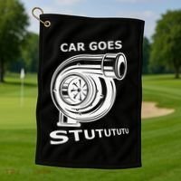 Car Goes Stutututu Car Guy Turbo Mechanic Gearhead Funny Golf Towel thumb 1