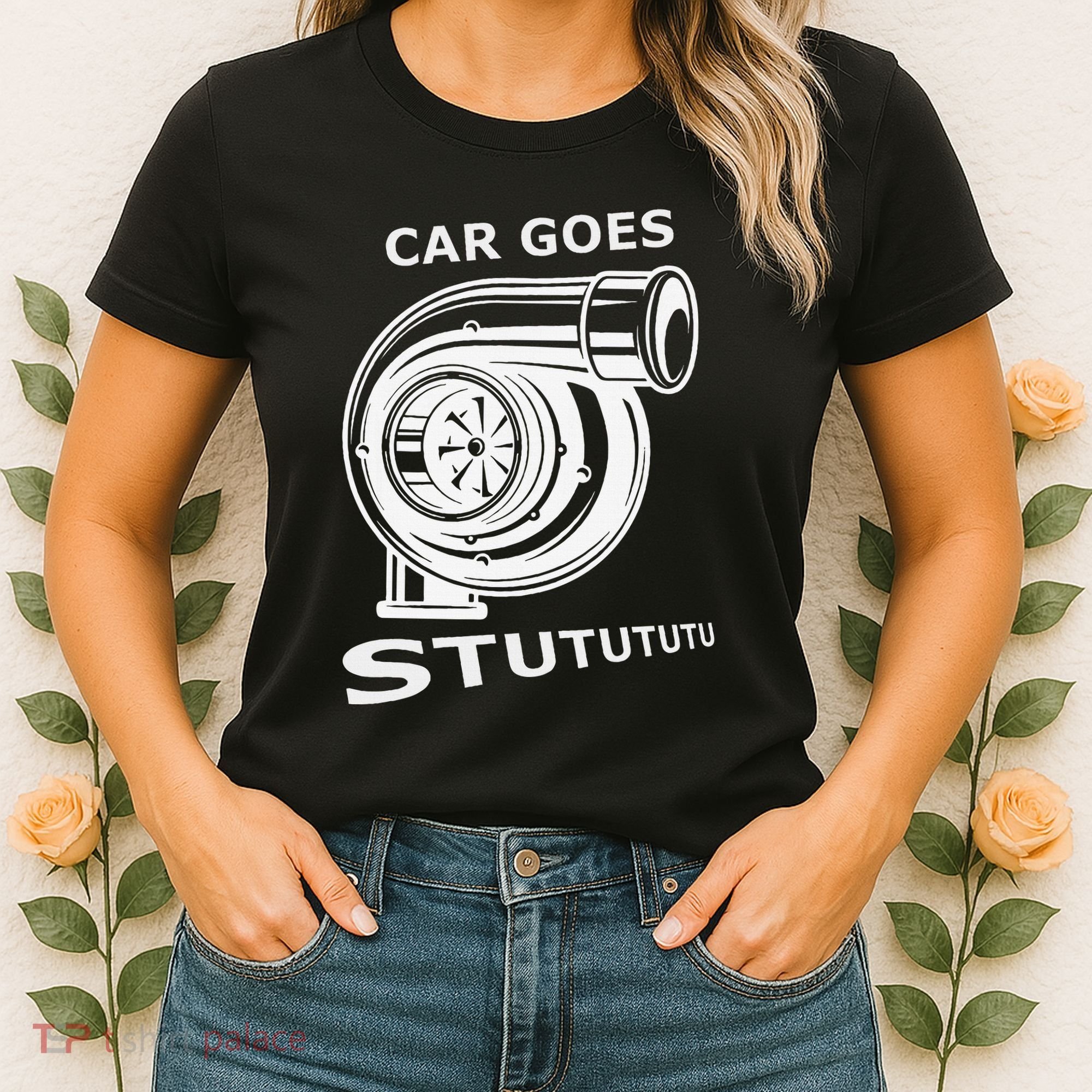 Car Goes Stutututu Car Guy Turbo Mechanic Gearhead Funny Women's T-Shirt