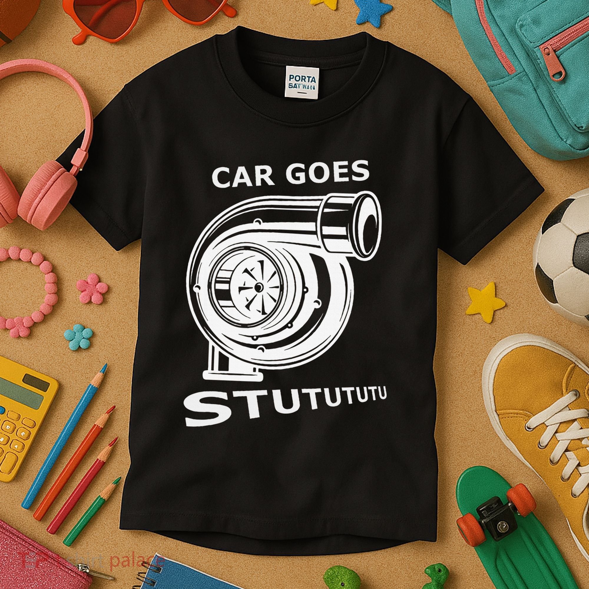 Car Goes Stutututu Car Guy Turbo Mechanic Gearhead Funny Kids T-Shirt