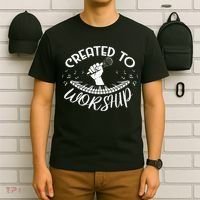Christian Guitarist Shirt Created To Worship Musician T-Shirt thumb 6