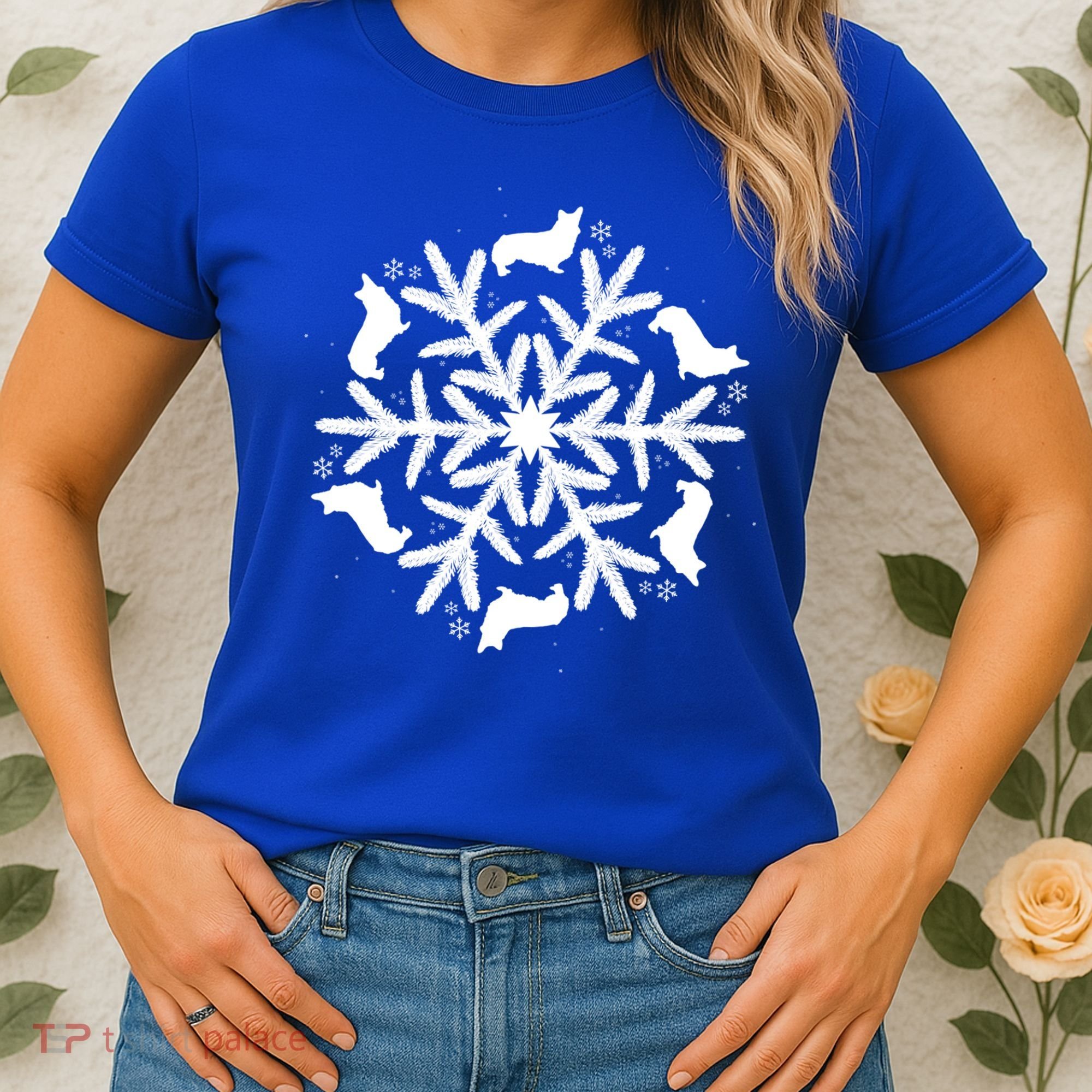 Corgi Gift Snowflake Pembroke Welsh Corgi Christmas Gift Women's T-Shirt