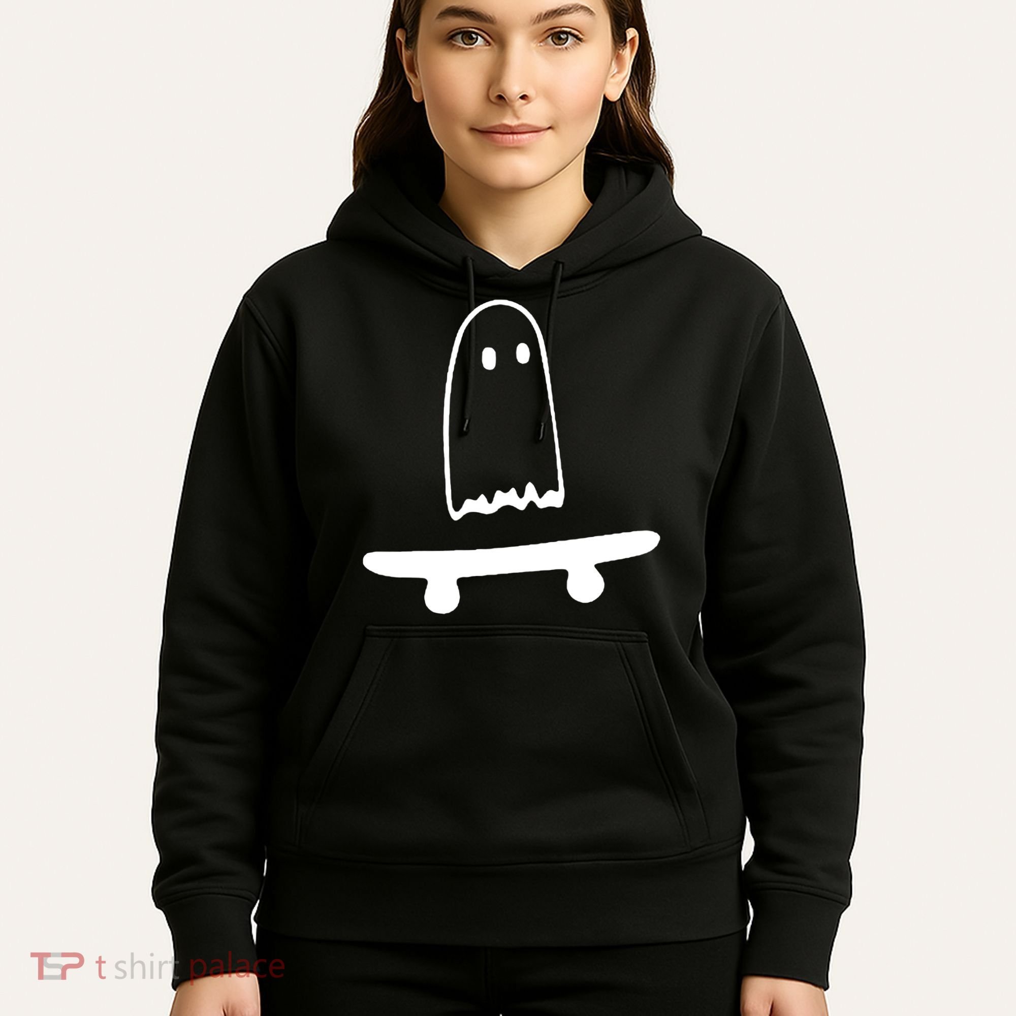 Cute Ghost Skateboard Funny Hoodie
