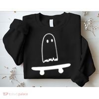 Cute Ghost Skateboard Funny Sweatshirt thumb 2