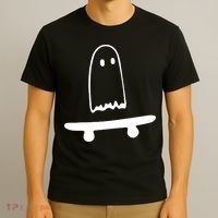 Cute Ghost Skateboard Funny T-Shirt thumb 3