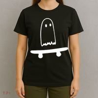 Cute Ghost Skateboard Funny T-Shirt thumb 4