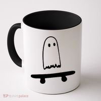 Cute Ghost Skateboard Funny Coffee Mug thumb 0