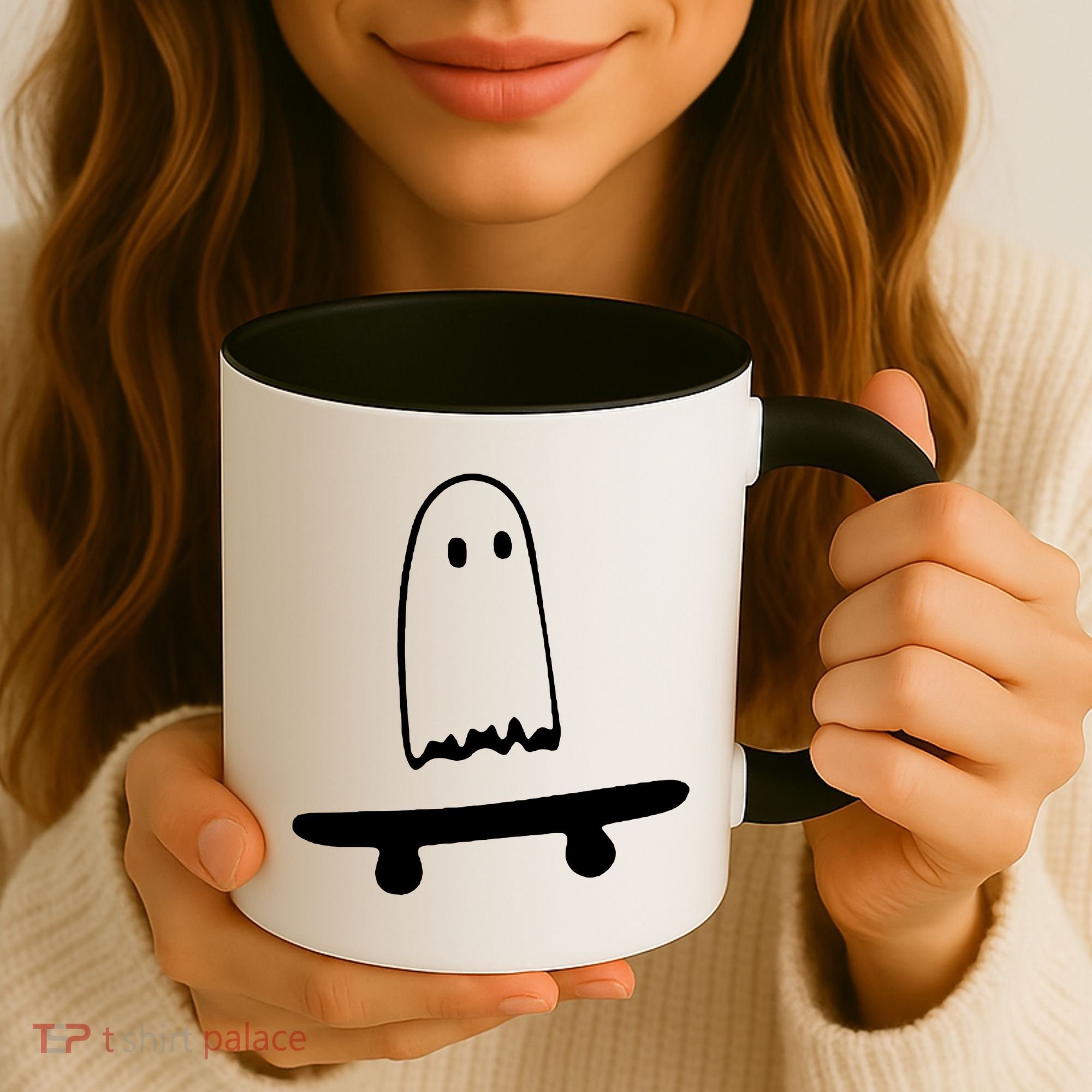 Cute Ghost Skateboard Funny Coffee Mug