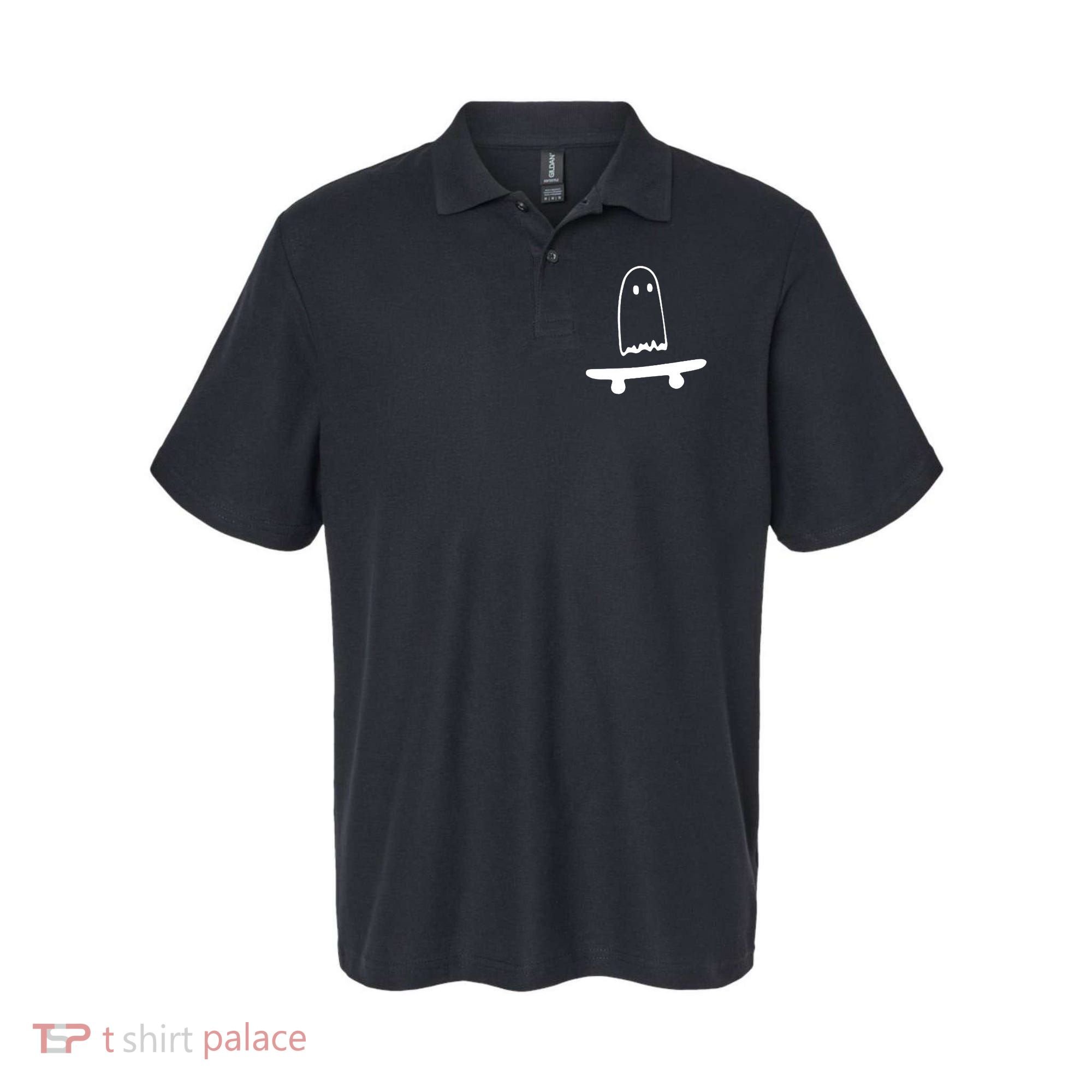Cute Ghost Skateboard Funny Polo