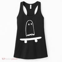 Cute Ghost Skateboard Funny Women's Tank Top thumb 0