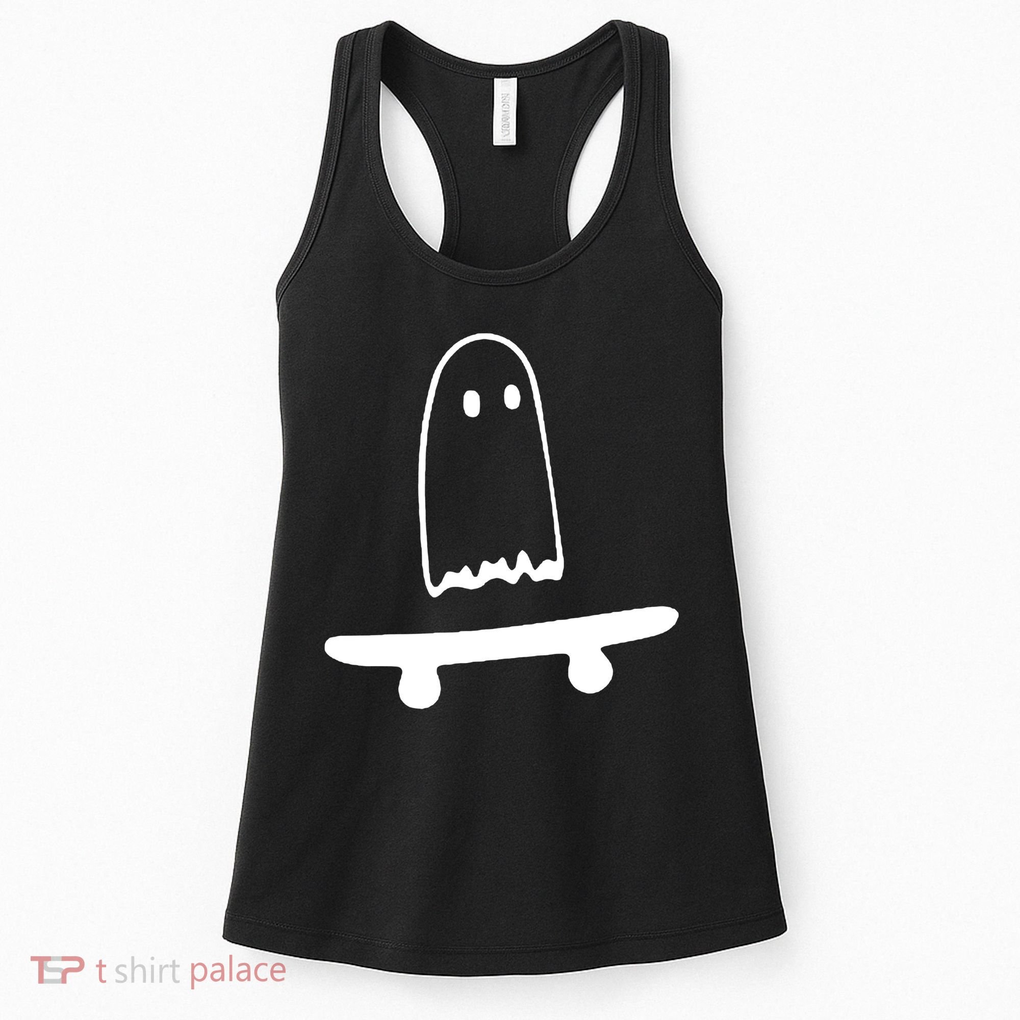 Cute Ghost Skateboard Funny Women's Tank Top