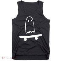 Cute Ghost Skateboard Funny Tank Top thumb 0