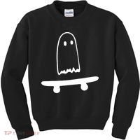 Cute Ghost Skateboard Funny Kids Sweatshirt thumb 0