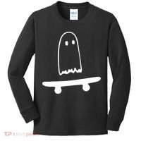 Cute Ghost Skateboard Funny Kids Long Sleeve Shirt thumb 0
