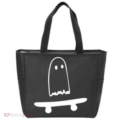 Cute Ghost Skateboard Funny Tote Bag