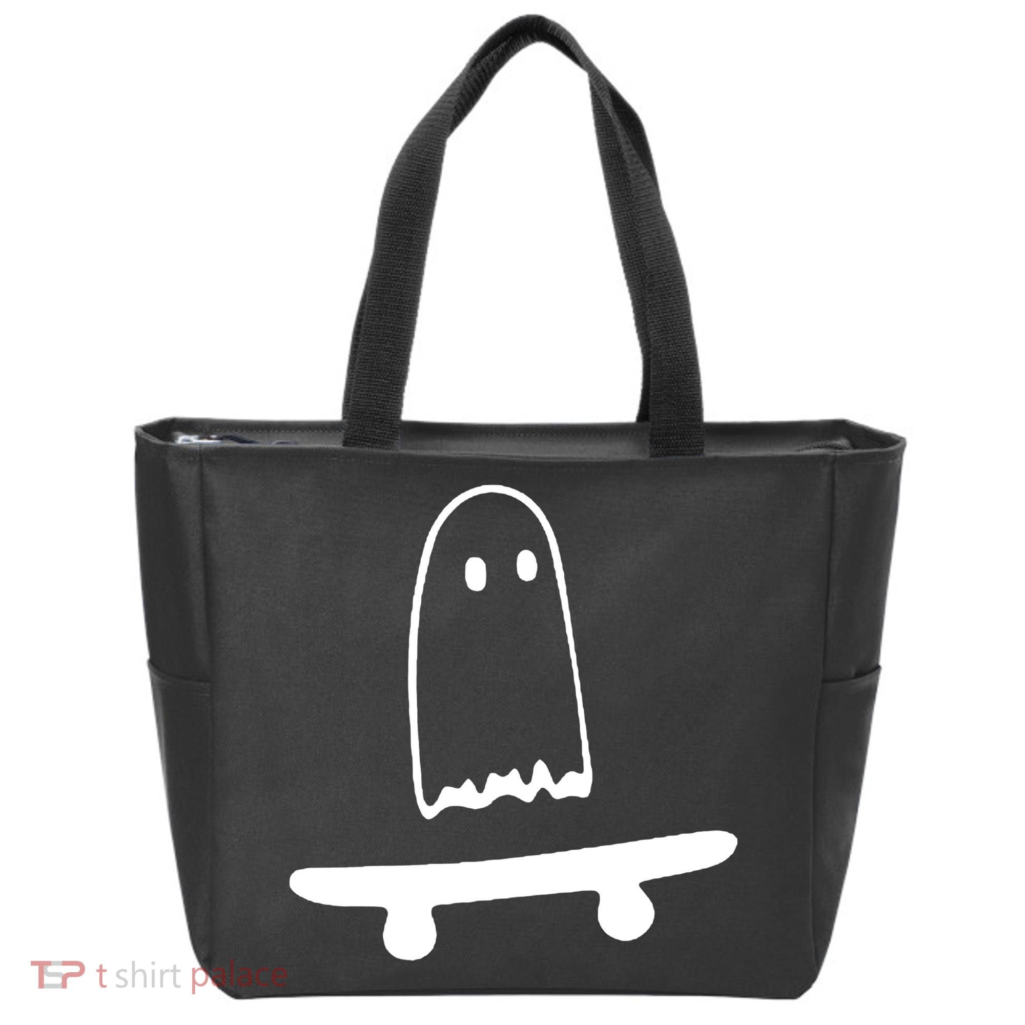 Cute Ghost Skateboard Funny Tote Bag