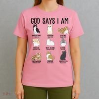 Cat God Says I Am Cute Jesus Women N Girl Christian T-Shirt thumb 4
