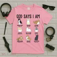Cat God Says I Am Cute Jesus Women N Girl Christian T-Shirt thumb 5