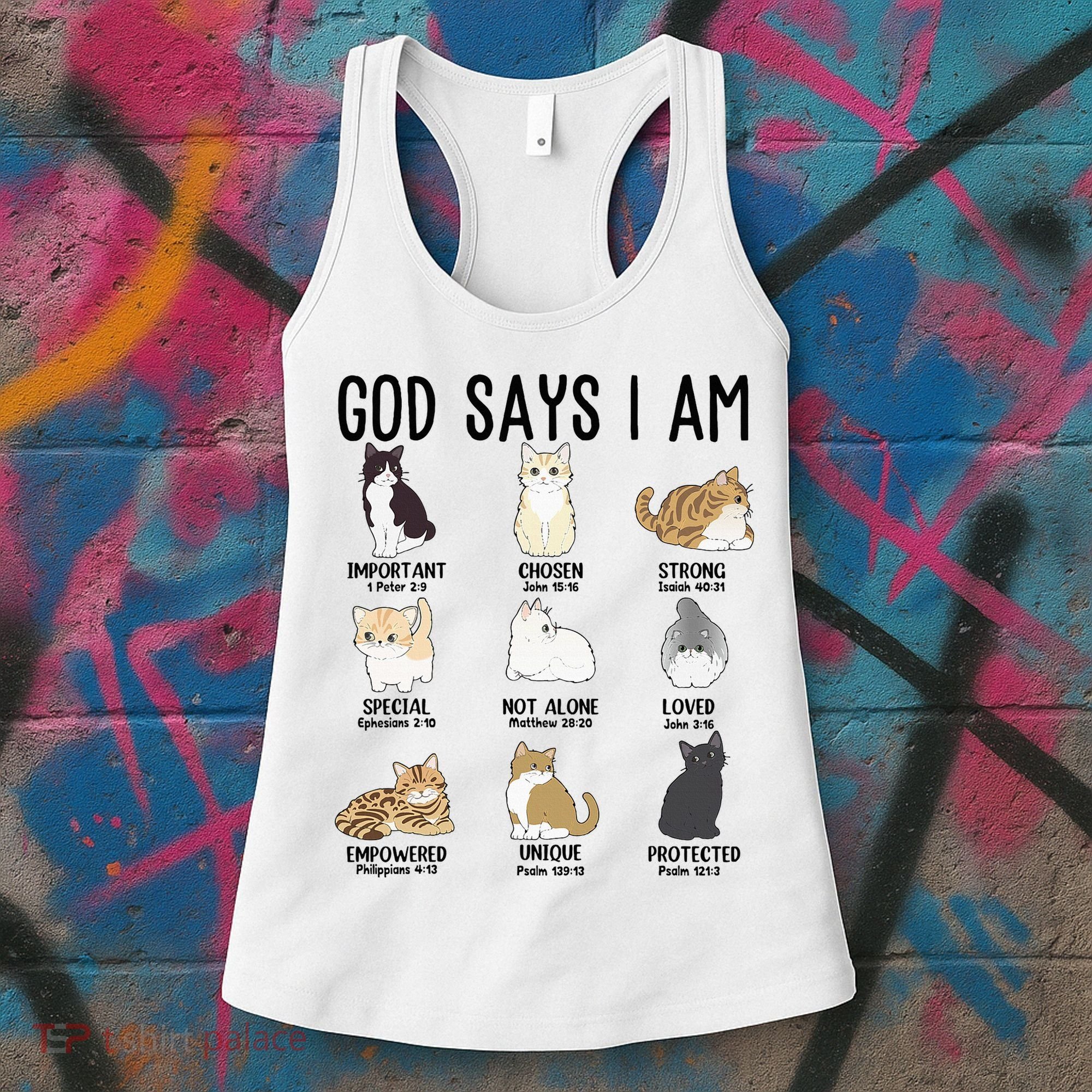 Cat God Says I Am Cute Jesus Women N Girl Christian Women's Tank Top