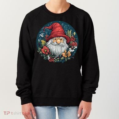 Charming Gnome Surrounded By Colorful Blooms Women's Sweatshirt