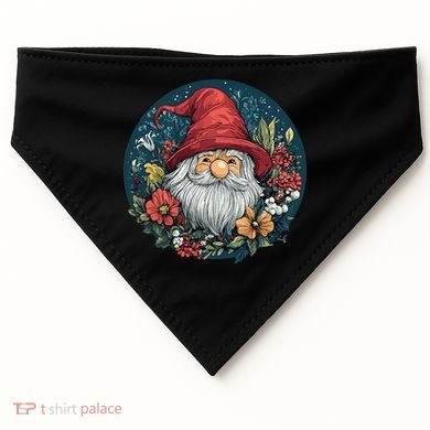 Charming Gnome Surrounded By Colorful Blooms USA-Made Doggie Bandana