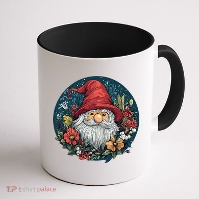 Charming Gnome Surrounded By Colorful Blooms Coffee Mug back