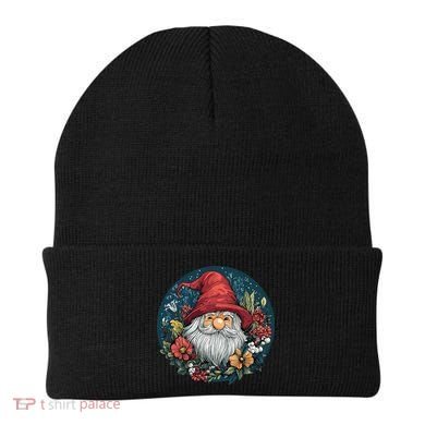 Charming Gnome Surrounded By Colorful Blooms Beanie