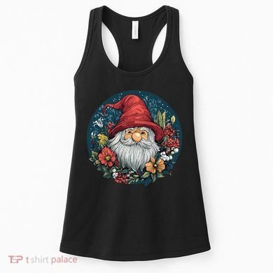 Charming Gnome Surrounded By Colorful Blooms Women's Tank Top