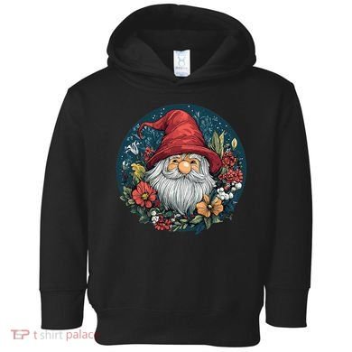 Charming Gnome Surrounded By Colorful Blooms Toddler Hoodie