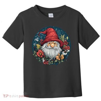 Charming Gnome Surrounded By Colorful Blooms Toddler T-Shirt