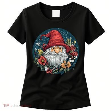 Charming Gnome Surrounded By Colorful Blooms Women's T-Shirt