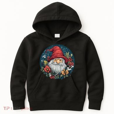 Charming Gnome Surrounded By Colorful Blooms Kids Hoodie