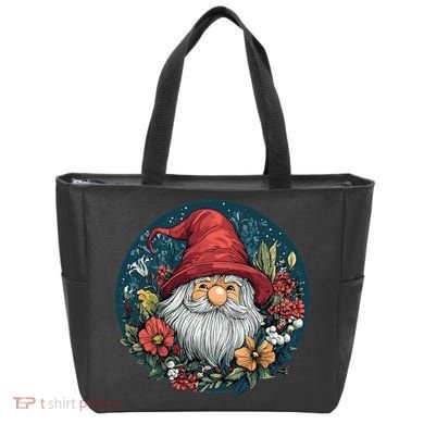 Charming Gnome Surrounded By Colorful Blooms Tote Bag