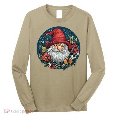 Charming Gnome Surrounded By Colorful Blooms Long Sleeve Shirt