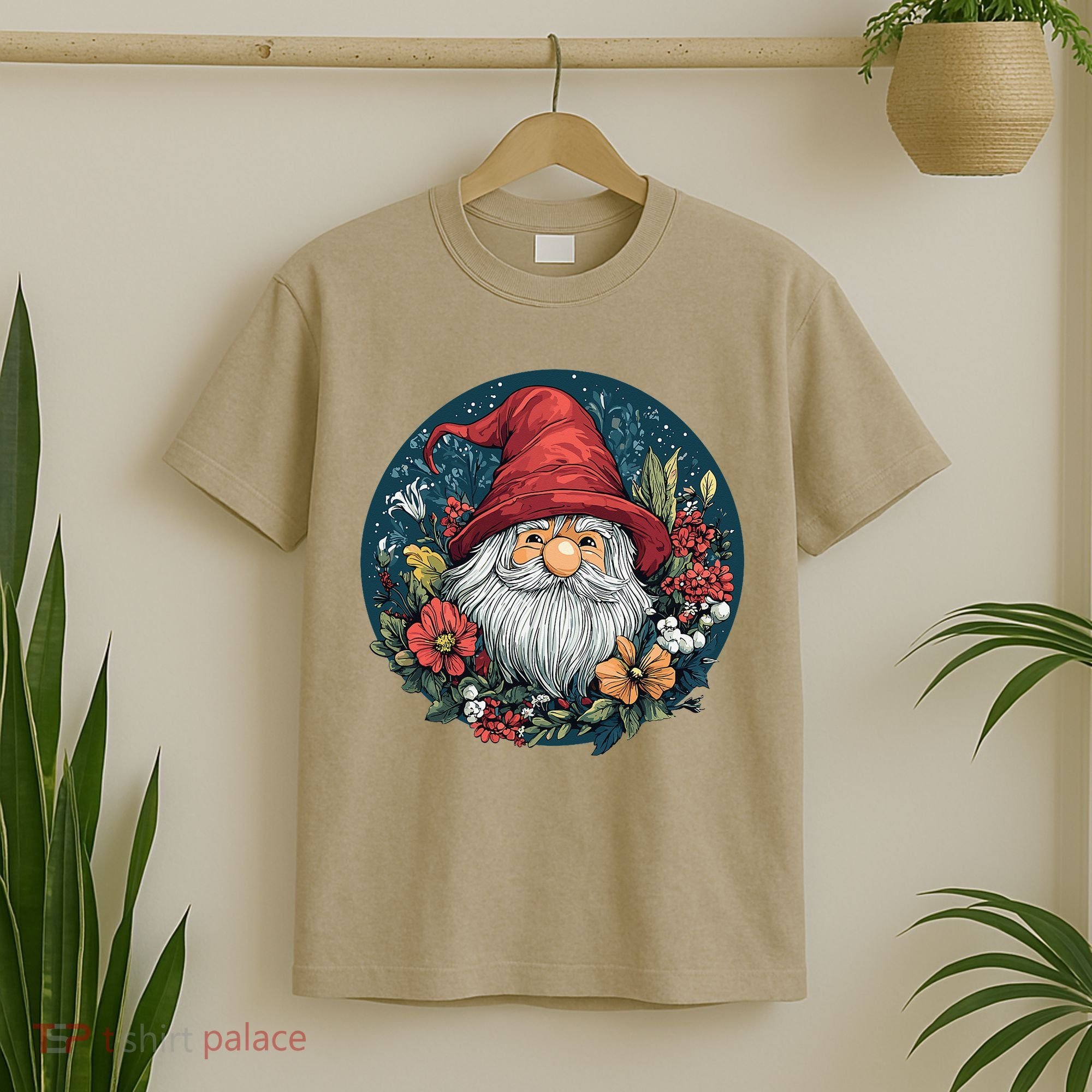 Charming Gnome Surrounded By Colorful Blooms T-Shirt