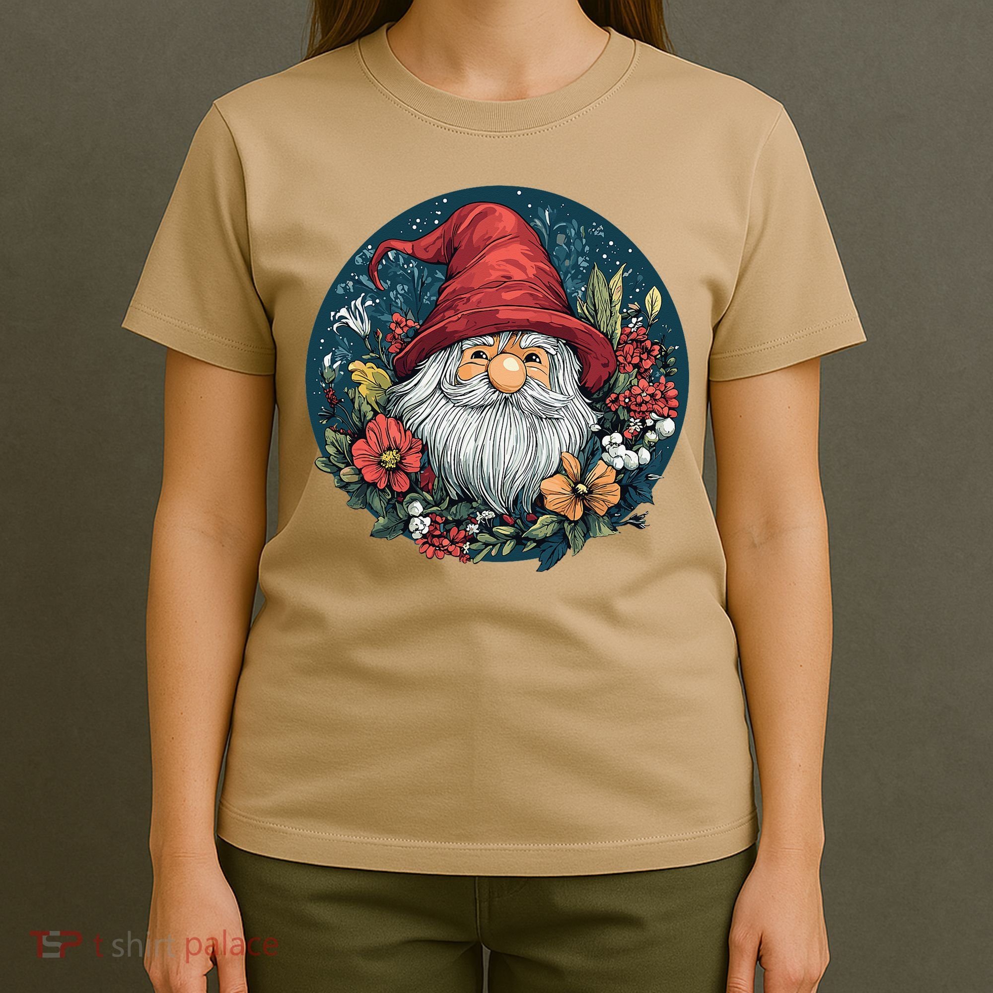 Charming Gnome Surrounded By Colorful Blooms T-Shirt
