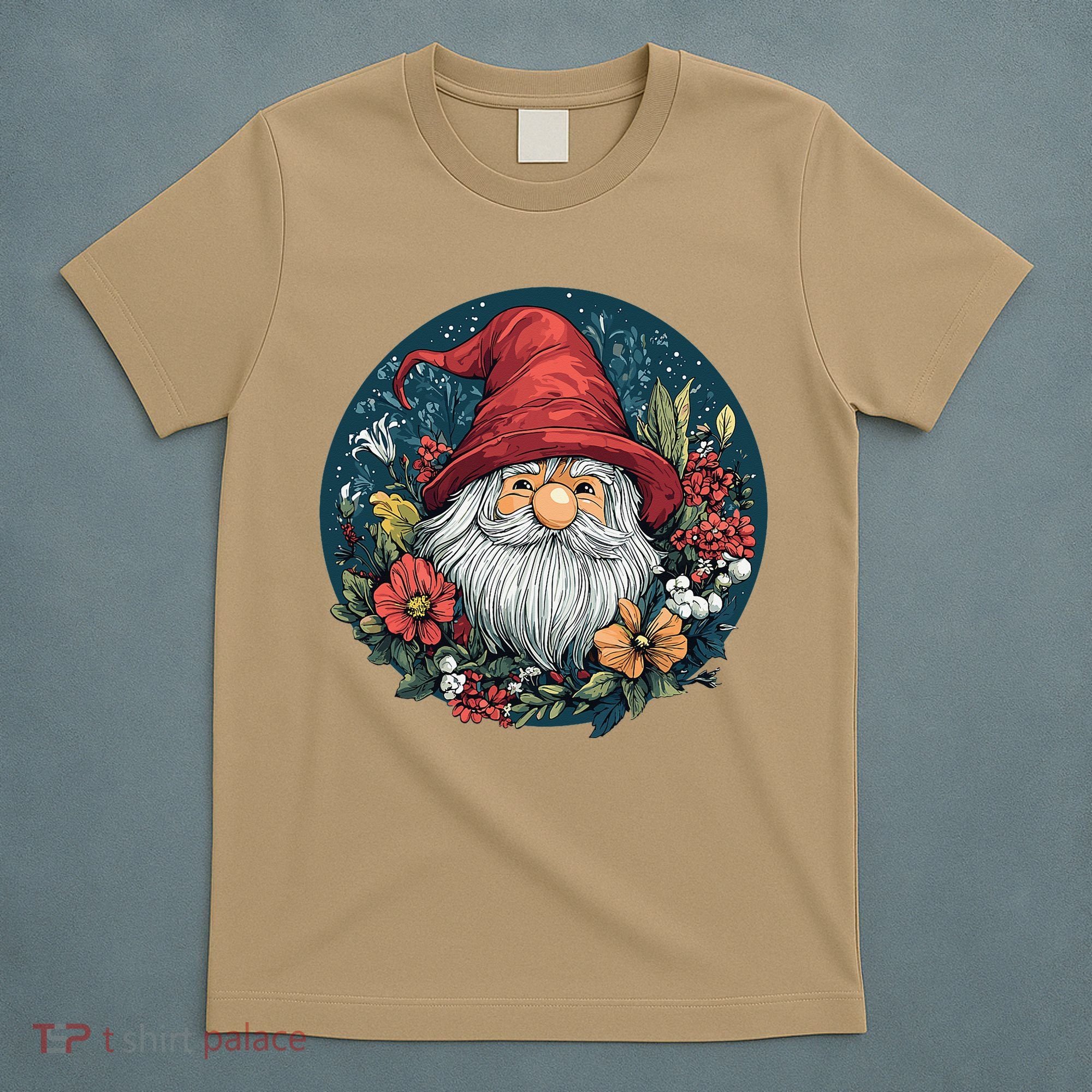 Charming Gnome Surrounded By Colorful Blooms T-Shirt