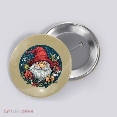 Charming Gnome Surrounded By Colorful Blooms Button