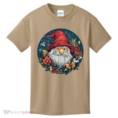 Charming Gnome Surrounded By Colorful Blooms Kids T-Shirt